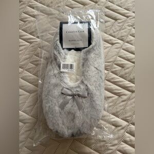 Charter Club NIP Silver/Gray Faux Fur Sock Slippers